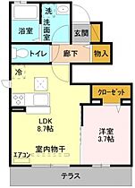 ラ・シェモア 102号室 ｜ 埼玉県川越市仙波町３丁目（賃貸アパート1LDK・1階・32.70㎡） その2