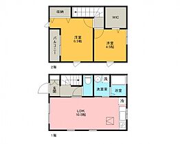 アネーロ D号室 ｜ 埼玉県川越市小仙波町２丁目（賃貸テラスハウス2LDK・2階・55.40㎡） その2