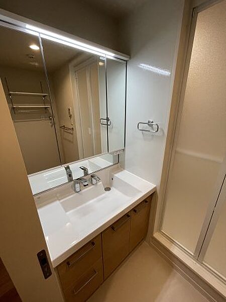 画像8:三面鏡シャワー付き洗面台です。