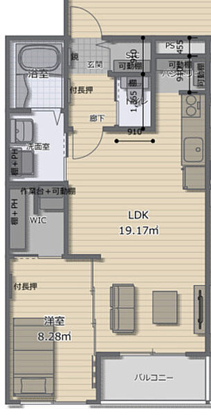 ラスヴェール西条 103号室｜広島県東広島市西条町下見(賃貸アパート1LDK・1階・45.54㎡)の写真 その2