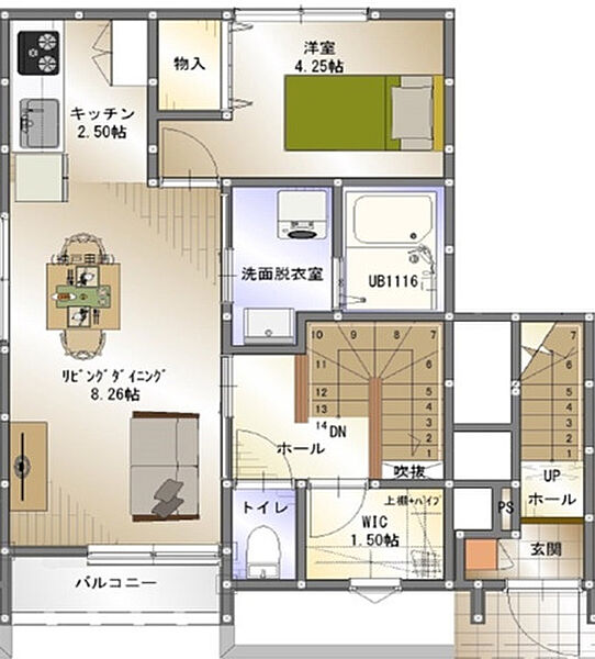 YDM A201号室｜広島県東広島市西条町寺家(賃貸アパート1LDK・2階・43.52㎡)の写真 その2