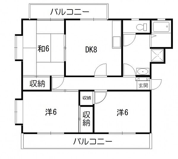 ニューグリーンF 201号室｜広島県東広島市西条中央７丁目(賃貸マンション3DK・2階・62.60㎡)の写真 その2