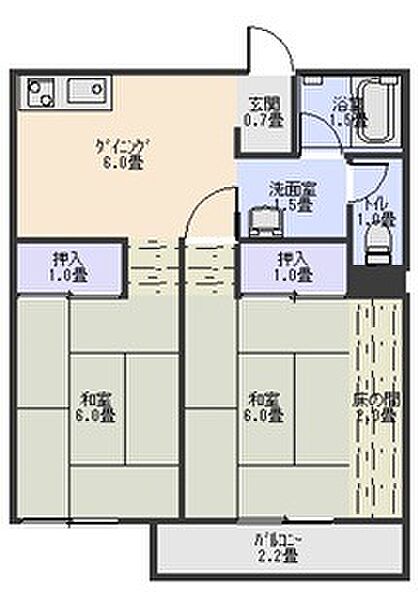 ＫフラッツI｜栃木県大田原市下石上(賃貸アパート2DK・1階・46.37㎡)の写真 その2