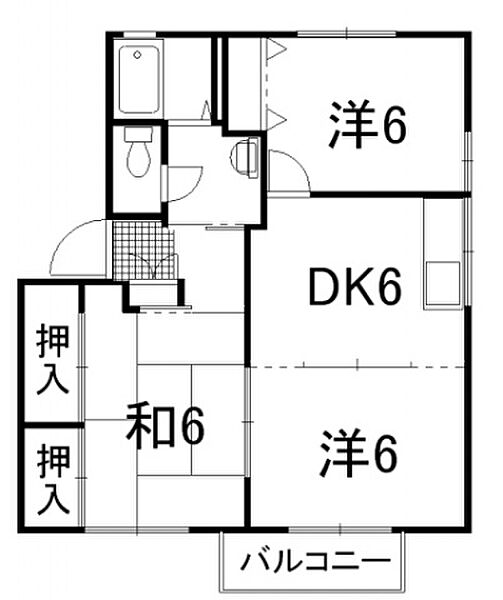 コンドウレジデンスC 202号室｜広島県東広島市西条中央６丁目(賃貸アパート3DK・2階・54.57㎡)の写真 その2