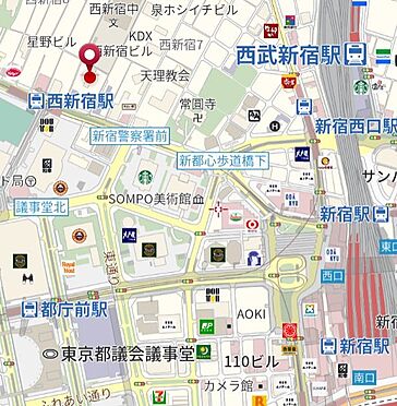 区分マンション-新宿区西新宿８丁目 地図