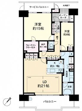 区分マンション-浦安市高洲4丁目 広々した居室（15帖）とビューバスが特徴的な間取りです