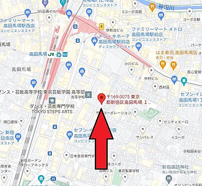 区分マンション-新宿区高田馬場１丁目 地図