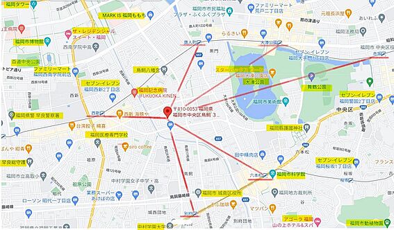 区分マンション-福岡市中央区鳥飼３丁目 地図
