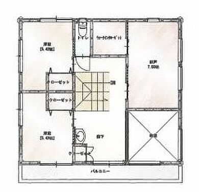 株式会社エスクリエイトの施工事例「岸和田市 インテリアのトーンを合わせた家」の2階間取り図の画像2