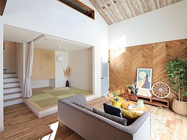 WOODY HOUSEの施工事例「海辺のカフェ風くつろぎ平屋 | 33坪」の画像