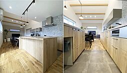 【悠悠ホーム | 健康、快適、長寿命の家】の施工事例「狭小住宅|建築面積17.5坪 インナーガレージと木目のかわいいCafe風の家」の画像