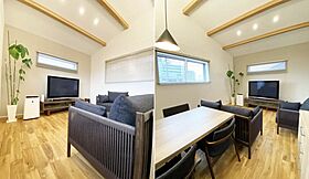 【悠悠ホーム | 健康、快適、長寿命の家】の施工事例「狭小住宅|建築面積17.5坪 インナーガレージと木目のかわいいCafe風の家」の画像2