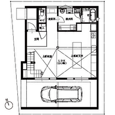 株式会社タイコーアーキテクトの施工事例「都市に自然を感じる高性能モデルハウス「LIFE」」の1階間取り図の画像1