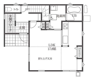 ハウスジャパンの施工事例「★書斎&ワークスペース付き!家族がゆるやかにつながる家★」の1階間取り図の画像1