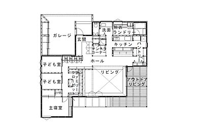 トモノ建築設計事務所 【佐久平スタジオ】の施工事例「五感を満たすアウトドアリビング」の1階間取り図の画像1