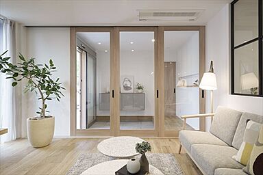 株式会社Lib Workの施工事例「【平屋・カフェ風・勾配天井】木・真鍮・モルタルをいかした心落ち着くカフェ風の家」の画像8