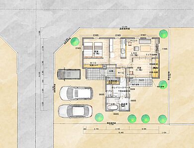 株式会社優プランの施工事例「大胆な間取り提案で分譲地での日当たりをしっかり確保したコンパクトで快適な平屋住宅」の1階間取り図の画像1