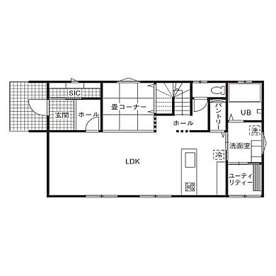 株式会社SAMATAの施工事例「ダークカラーで統一された外観の家事ラクな家」のその他間取り図の画像1