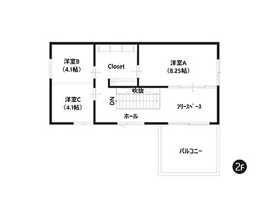 豊栄建設株式会社の施工事例「穏やかなひとときを過ごす、和モダンの家」の2階間取り図の画像2