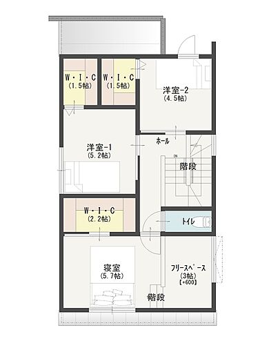 東亜ハウス株式会社の施工事例「ガーデンコート大野7号地」の2階間取り図の画像2