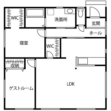CASTLE HOMEの施工事例「一人暮らしを満喫!夢を詰め込んで叶えた平屋。3台分のガレージのある家」の1階間取り図の画像1