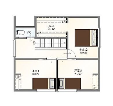 D-works株式会社の施工事例「大津市蓮池町のお家2」の2階間取り図の画像2