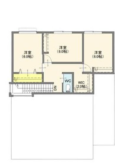 D-works株式会社の施工事例「ガレージと暮らす、洗練されたライフスタイル。」の2階間取り図の画像2