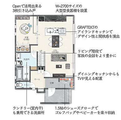 the selectの施工事例「灰色を煎じ詰めた邸宅」の1階間取り図の画像1