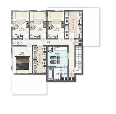 the selectの施工事例「内と外が繋がる邸宅」の2階間取り図の画像2