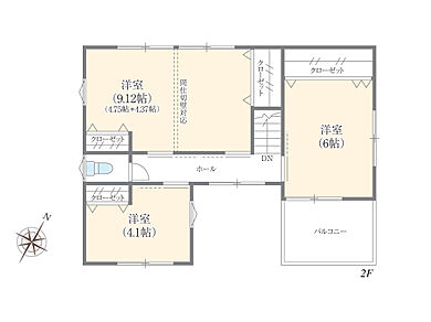 株式会社エドケンハウスの施工事例「シンプルモダン(ダイナミックな階段が演出する開放的な家)」の2階間取り図の画像2