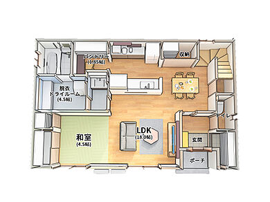 デイジャストハウス 都城店の施工事例「家族がやさしい笑顔で暮らせる家」の1階間取り図の画像1
