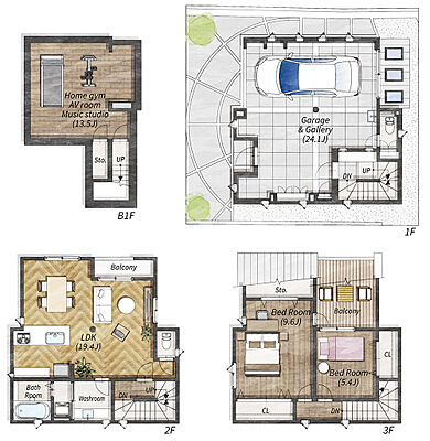 株式会社高翔の施工事例「おとなの遊びごころ/芦屋市」のその他間取り図の画像1