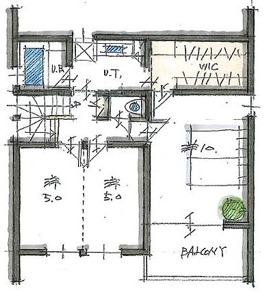 株式会社ウッドコンストラクションの施工事例「【自然素材×デザイン】将来を見据えた間取りとメンテナンスを考えた外観のデザイン」の2階間取り図の画像2