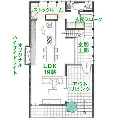 株式会社ウッドコンストラクションの施工事例「【中庭×自然素材】国産ひのきで作るウッドフレンズの注文住宅。中庭のある暮らし」の1階間取り図の画像1