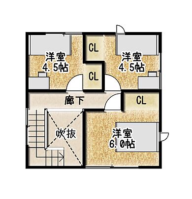 キャンディハウスの施工事例「暮らしを楽しむ 庭とつながるコンパクトハウス」の2階間取り図の画像2