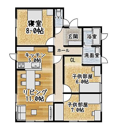キャンディハウスの施工事例「大人が優雅に愉しむワンランク上の平屋スローライフ」の1階間取り図の画像1