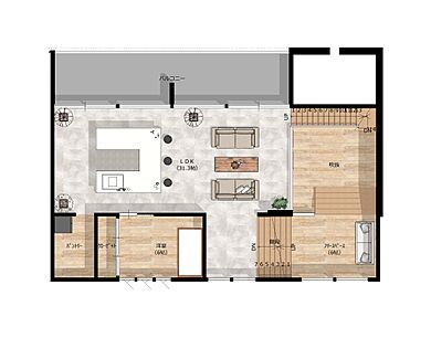 wonder HAUS大宮北ハウジングステージ店の施工事例「大型吹き抜けが特徴のホテルライクな邸宅」の2階間取り図の画像2
