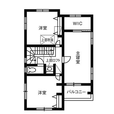 株式会社ノーザンハウスの施工事例「家族の一体感を大切にしたコミュニケーション設計の住まい」の2階間取り図の画像2