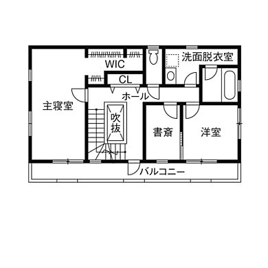 株式会社ノーザンハウスの施工事例「ペットと楽しく暮らせる工夫が満載!こだわりの輸入住宅を予算内で実現」の2階間取り図の画像2