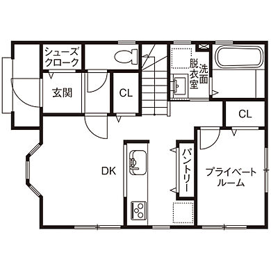 株式会社ノーザンハウスの施工事例「パリジャンスタイルの外観が魅力的!ペットも楽しめる家へ」の1階間取り図の画像1