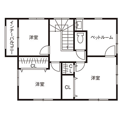 株式会社ノーザンハウスの施工事例「パリジャンスタイルの外観が魅力的!ペットも楽しめる家へ」の2階間取り図の画像2
