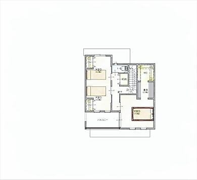 アトリエツバキ 一級建築士事務所の施工事例「30坪*2階建|タイルで彩る北欧スタイルの家」の2階間取り図の画像2