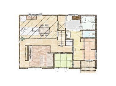アイフルホーム仙台東店の施工事例「長女の為に念願の夢のマイホームを30代で建てました。」の1階間取り図の画像1