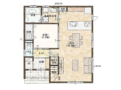 アイフルホーム仙台東店の施工事例「ペンダントライトが彩る、上質キッチンのある暮らし(K様邸)」の1階間取り図の画像1