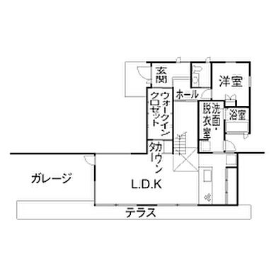 RIPARO(リパーロ)株式会社リブライフの施工事例「【3000万円台】神社への参道のたもと、静寂の中で存在感を放つ家」の1階間取り図の画像1