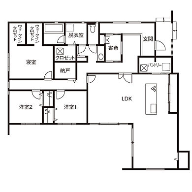 クラシスホームの施工事例「【クラシスホーム】こだわりのデザインと暮らすモダンな平屋 | 豊田市 44坪」の1階間取り図の画像1