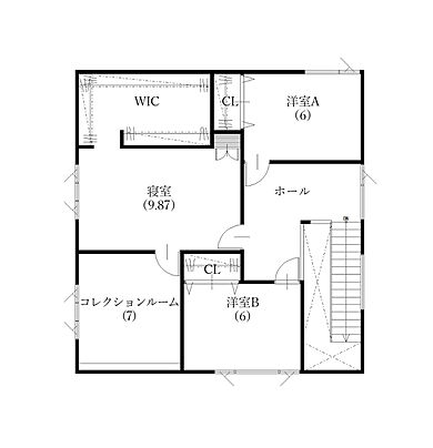 道北振興株式会社の施工事例「落ち着きと品格が織り成すシックな家」の2階間取り図の画像2