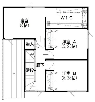 道北振興株式会社の施工事例「光と木目が調和する、洗練のナチュラルモダン」の2階間取り図の画像2
