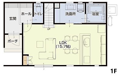 株式会社イシン住宅研究所 岡山支店の施工事例「ナチュラル和モダンの家」の1階間取り図の画像1
