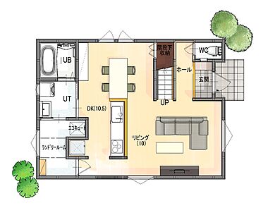Kospaの施工事例「間接照明がつくる、ホテルのような洗練された住空間〈北見市〉」の1階間取り図の画像1